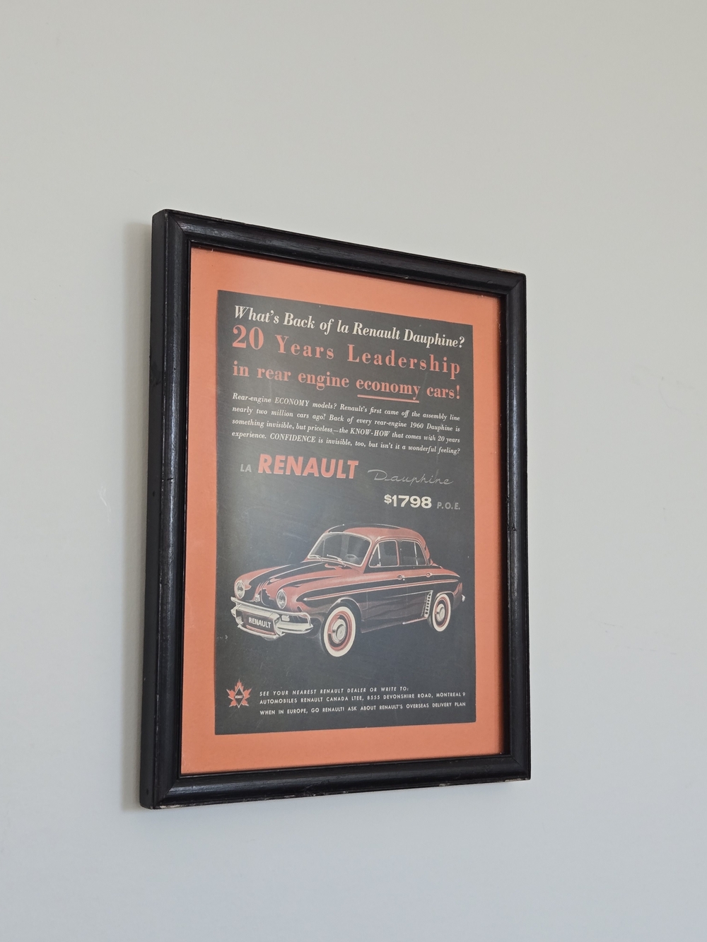 Vintage Poster Wall Art - Black Frame with Orange Mat